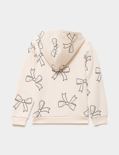 Sweat zipp&eacute; &agrave; capuche beige fille