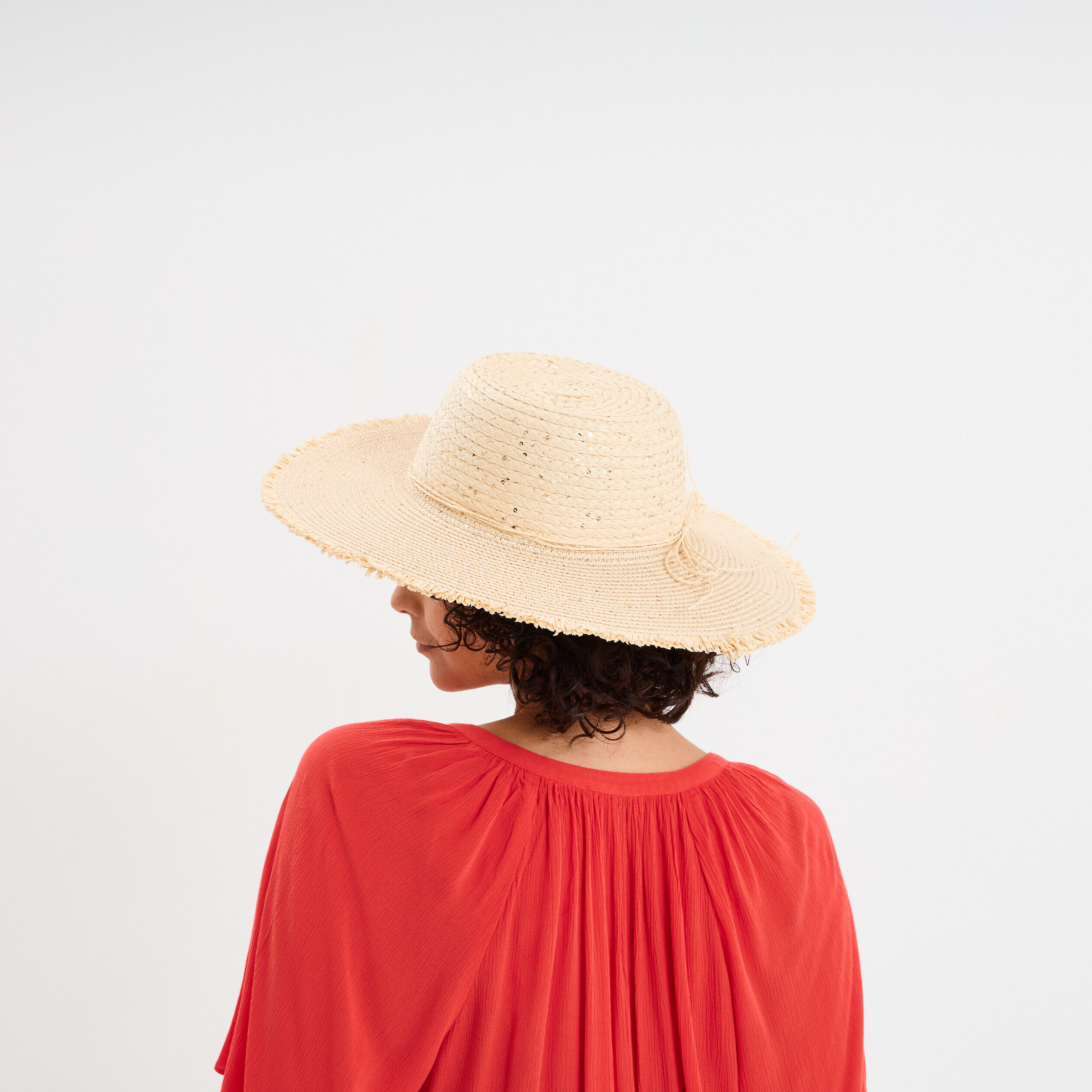 Chapeau de paille à sequins sable femme LH