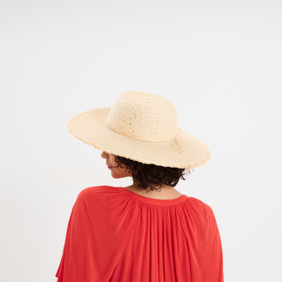 Chapeau de paille à sequins sable femme