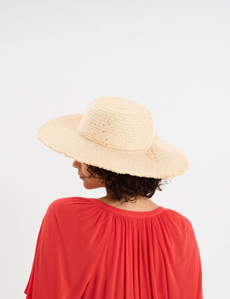 Chapeau de paille &agrave; sequins sable femme