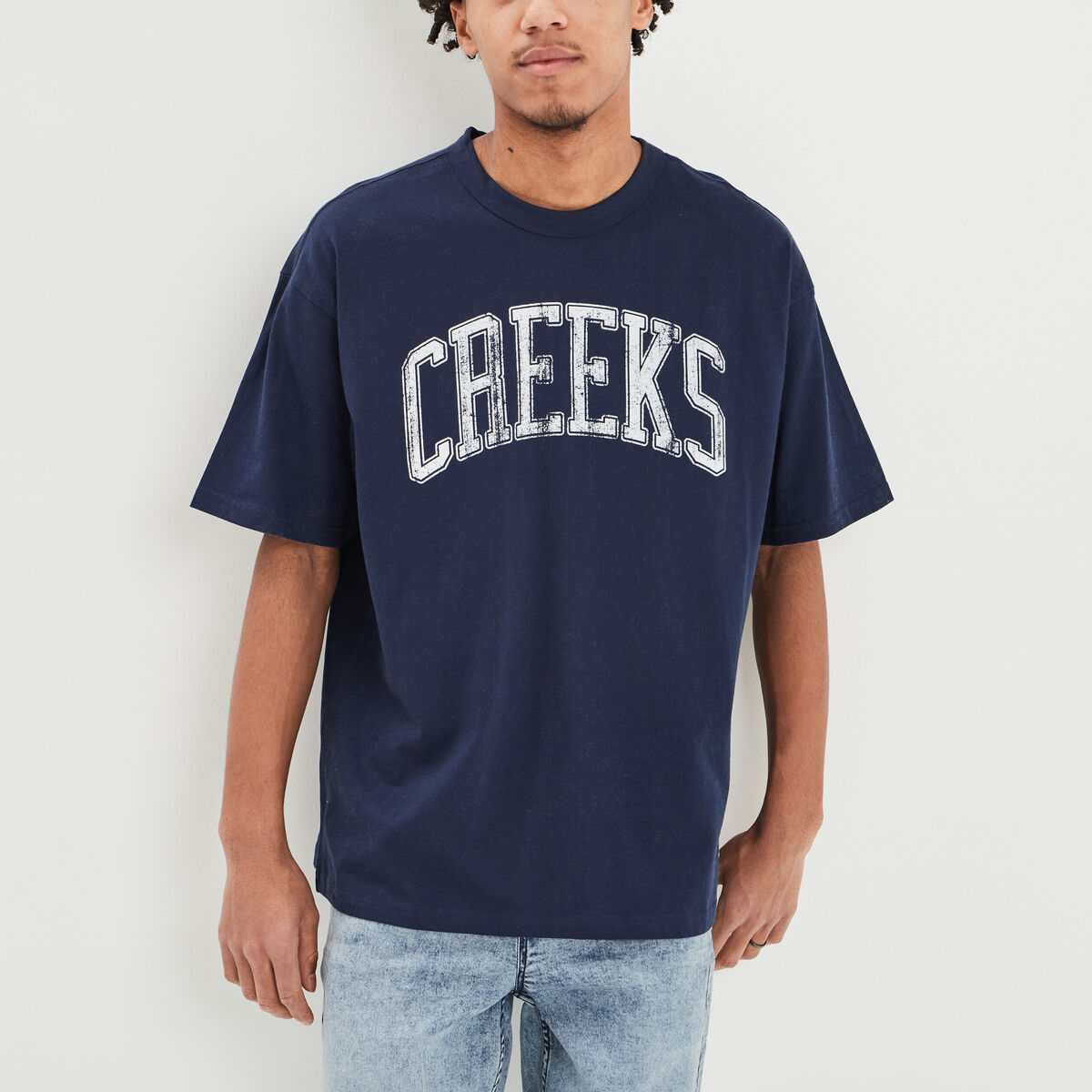 T-shirt oversize manches courtes Creeks bleu marine homme