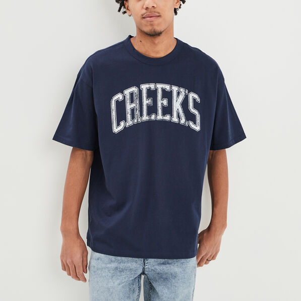 T-shirt oversize manches courtes Creeks bleu marine homme