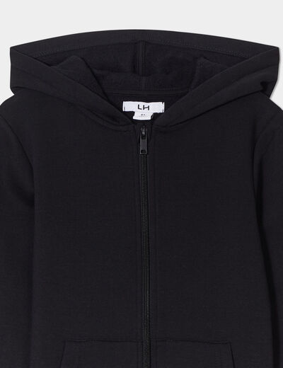 Sweat à capuche zippé noir fille