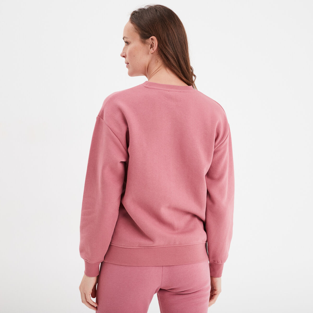 Sweat col rond manches longues vieux rose femme