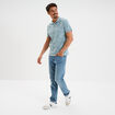 Polo manches courtes coton bleu gris homme