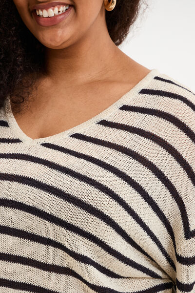 Pull ajust&eacute; manches longues ecru femme grande taille