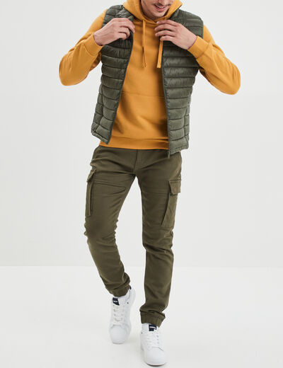 Pantalon cargo slim à coulisse vert kaki homme