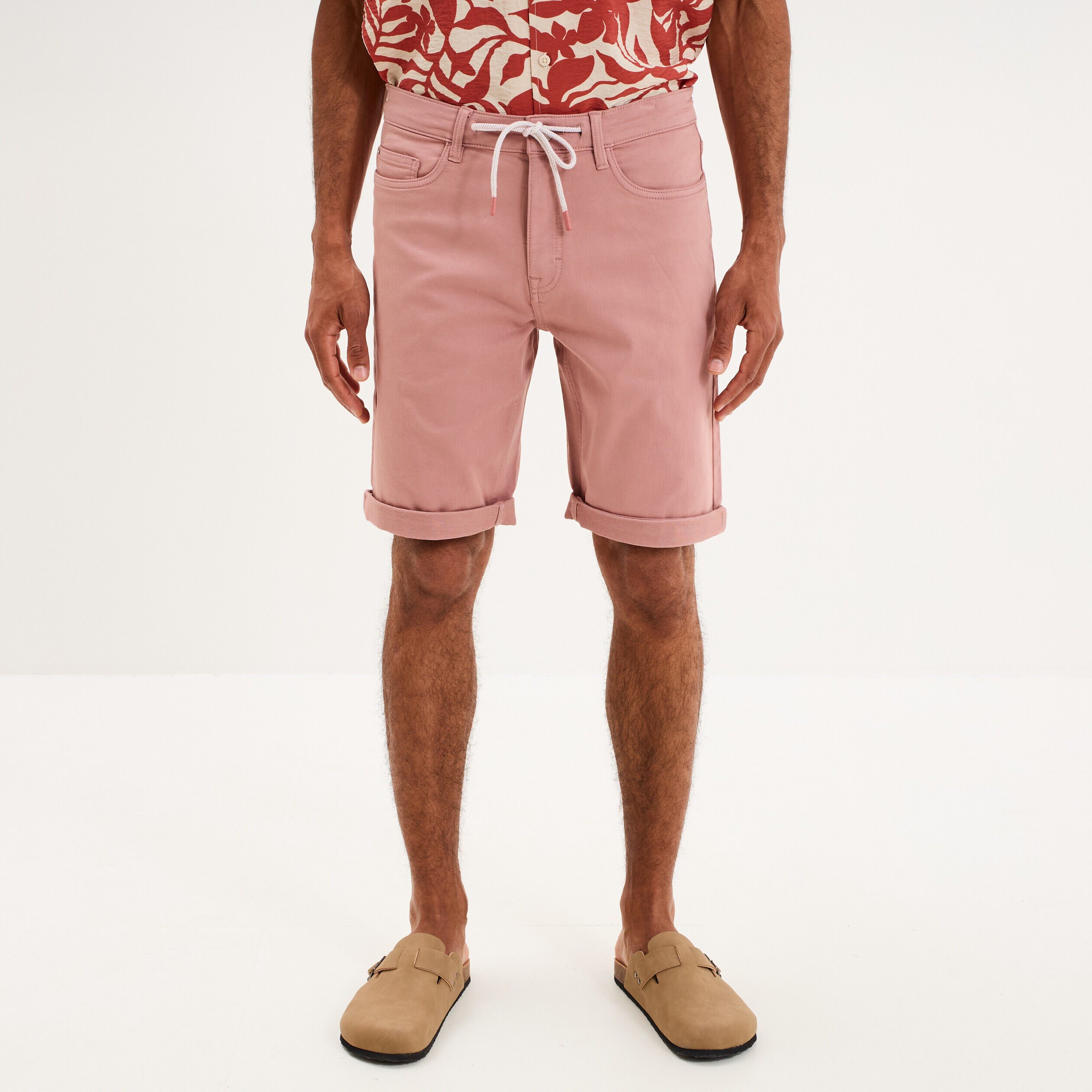 Bermuda en jean straight 5 poches vieux rose homme CREEKS