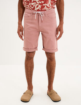 Bermuda en jean straight 5 poches vieux rose homme