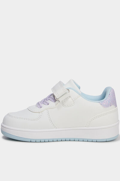 Tennis basses &agrave; scratchs et sequins blanc fille