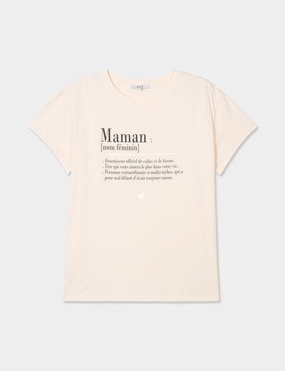 T-shirt Fête des mères oversize coton creme femme