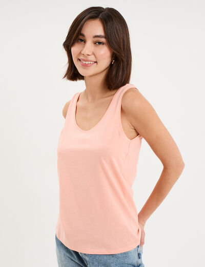 D&eacute;bardeur bretelles larges coton rose poudr&eacute;e femme