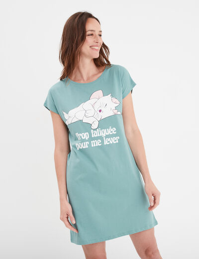 Chemise de nuit coton Aristochats Marie bleu gris femme