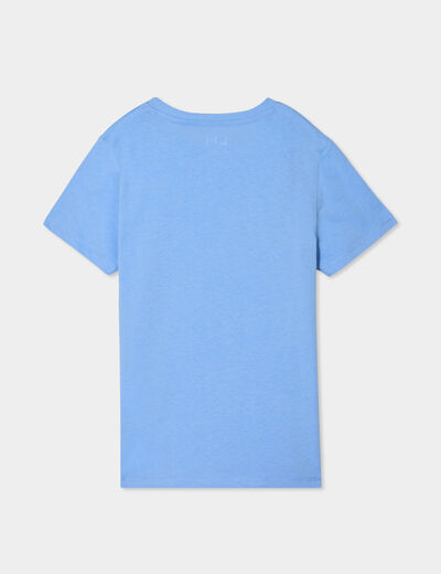 T-shirt col rond manches courtes coton bleu gar&ccedil;on