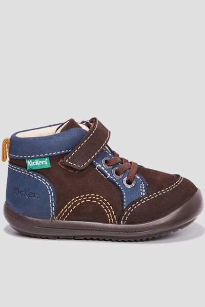 Bottillons en cuir Kickers Kinoe marron bébé garçon