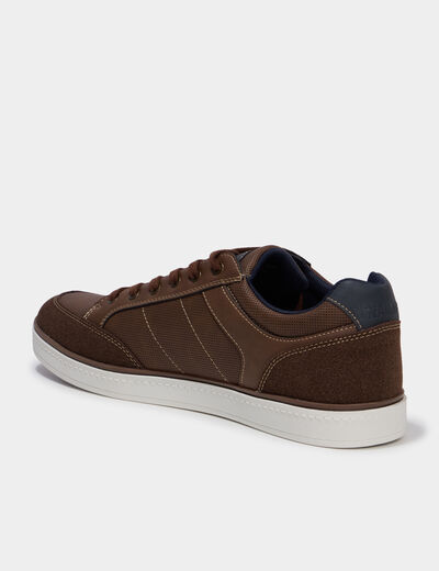 Tennis basses &agrave; lacets marron homme