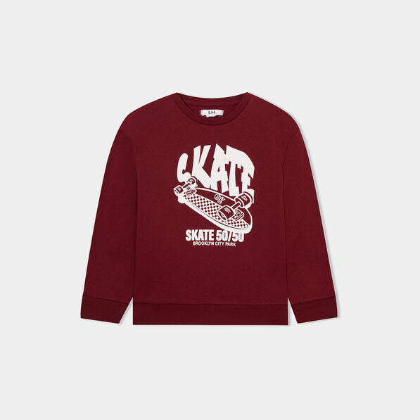 sweat col rond manches longues bordeaux garcon Sweat col rond manches longues bordeaux garçon