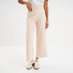 Pantalon tricot taille &eacute;lastiqu&eacute;e beige femme