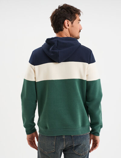 Sweat hoodie manches longues à capuche vert canard homme