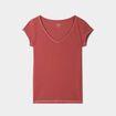 T-shirt col V ajusté manches courtes vieux rose femme
