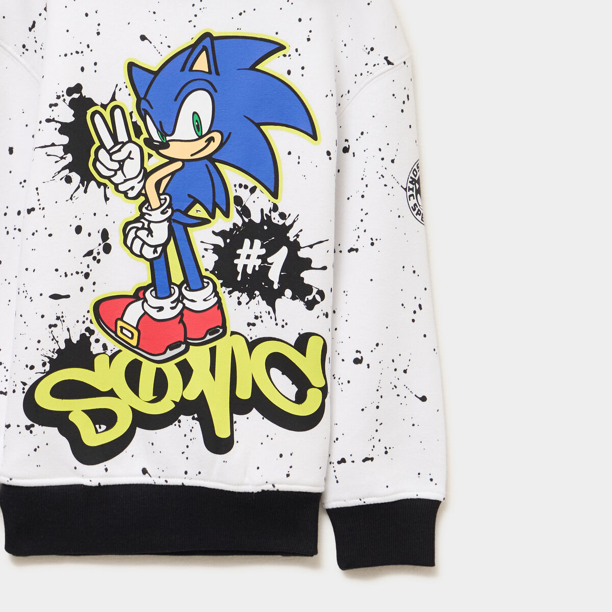 Sweat hoodie à capuche Sonic blanc garçon