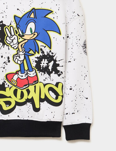 Sweat hoodie à capuche Sonic blanc garçon