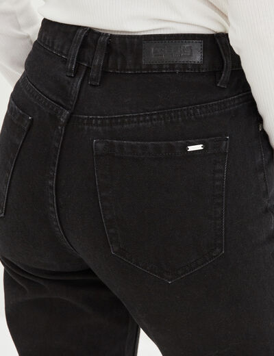 Jeans mom 7/8ème taille haute coton denim noir femme