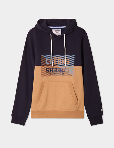 Sweat à capuche hoodie avec poche Creeks taupe homme