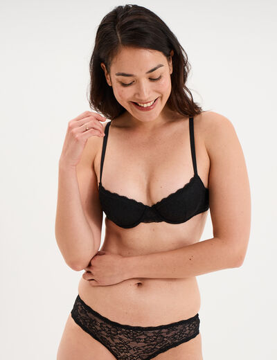 Soutien-gorge corbeille padd&eacute; dentelle noir femme