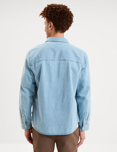 Surchemise en jean 1 poche coton denim stone homme