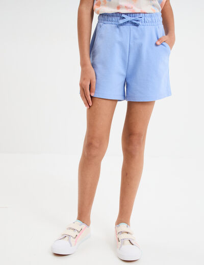 Short de jogging taille élastiquée bleu clair fille