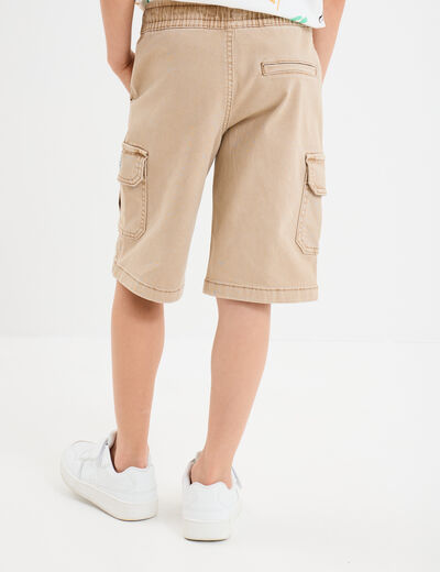 Bermuda cargo coton beige gar&ccedil;on