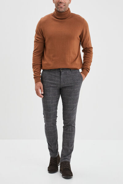Pull avec col roulé camel homme
