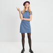 Jupe courte droite taille haute bleu femme