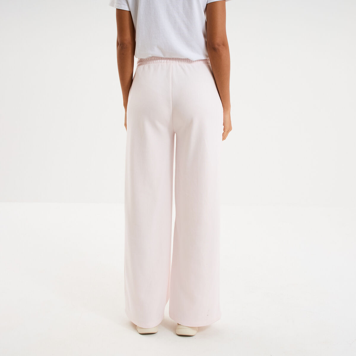 Pantalon jogging large taille &eacute;lastiqu&eacute;e rose clair femme
