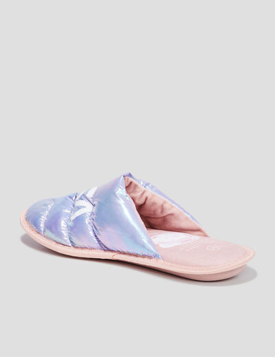 Chaussons mules holographiques NASA bleu femme