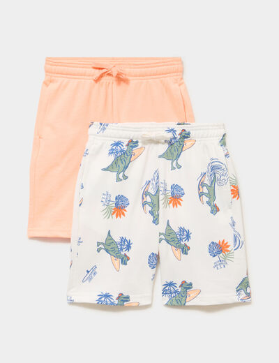 Lot 2 bermudas droits coton majoritaire ecru gar&ccedil;on