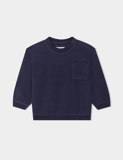 Sweat manches longues 1 poche coton bleu marine bébé garçon