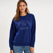 Sweat col rond manches longues bleu fonc&eacute; femme