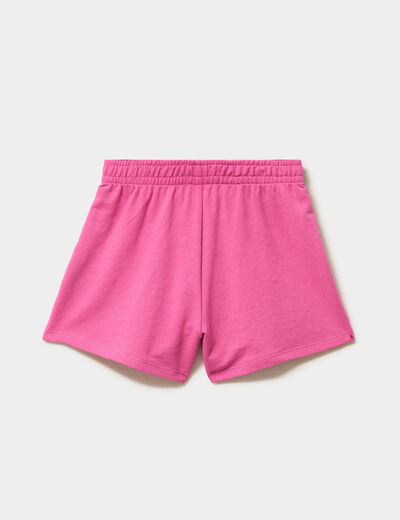 Short molletonn&eacute; taille &eacute;lastiqu&eacute;e rose fushia fille