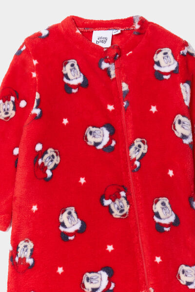 Dors bien manches longues zippé Mickey rouge bébé