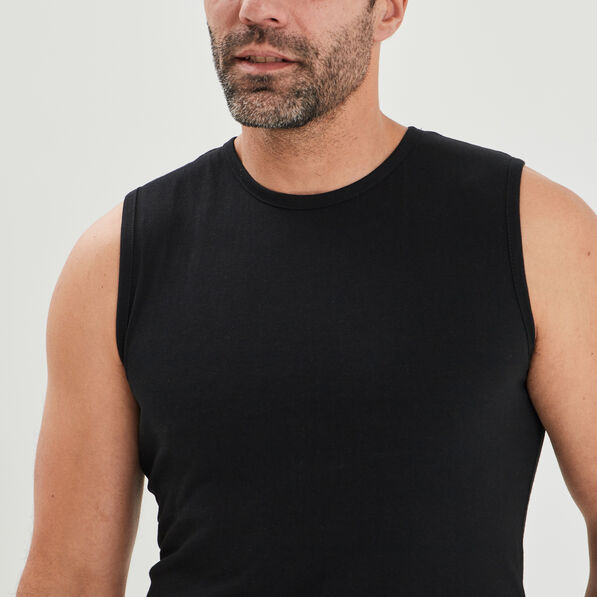 Débardeur droit bretelles larges coton noir homme