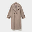 Manteau oversize double boutons long beige femme