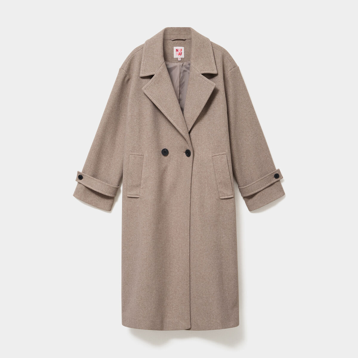 Manteau oversize double boutons long beige femme