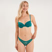 Soutien-gorge corbeille padd&eacute; dentelle vert turquoise femme