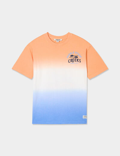 T-shirt droit manches courtes coton orange garçon