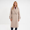 Manteau long boutonn&eacute; beige femme
