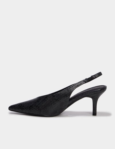Escarpins slingback &agrave; talons aiguilles noir femme