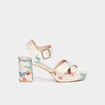 Sandales toile &agrave; talons carr&eacute;s 7 cm multicolore femme