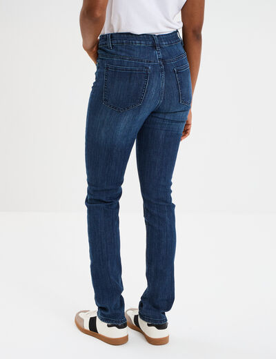 Jeans slim taille haute 5 poches bleu femme